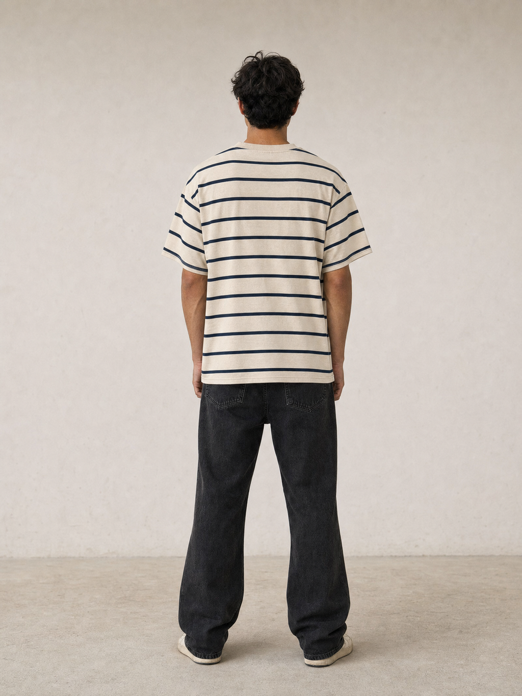B.e.r.s.h.k.a Relaxed Striped T-Shirt – Ecru & Navy