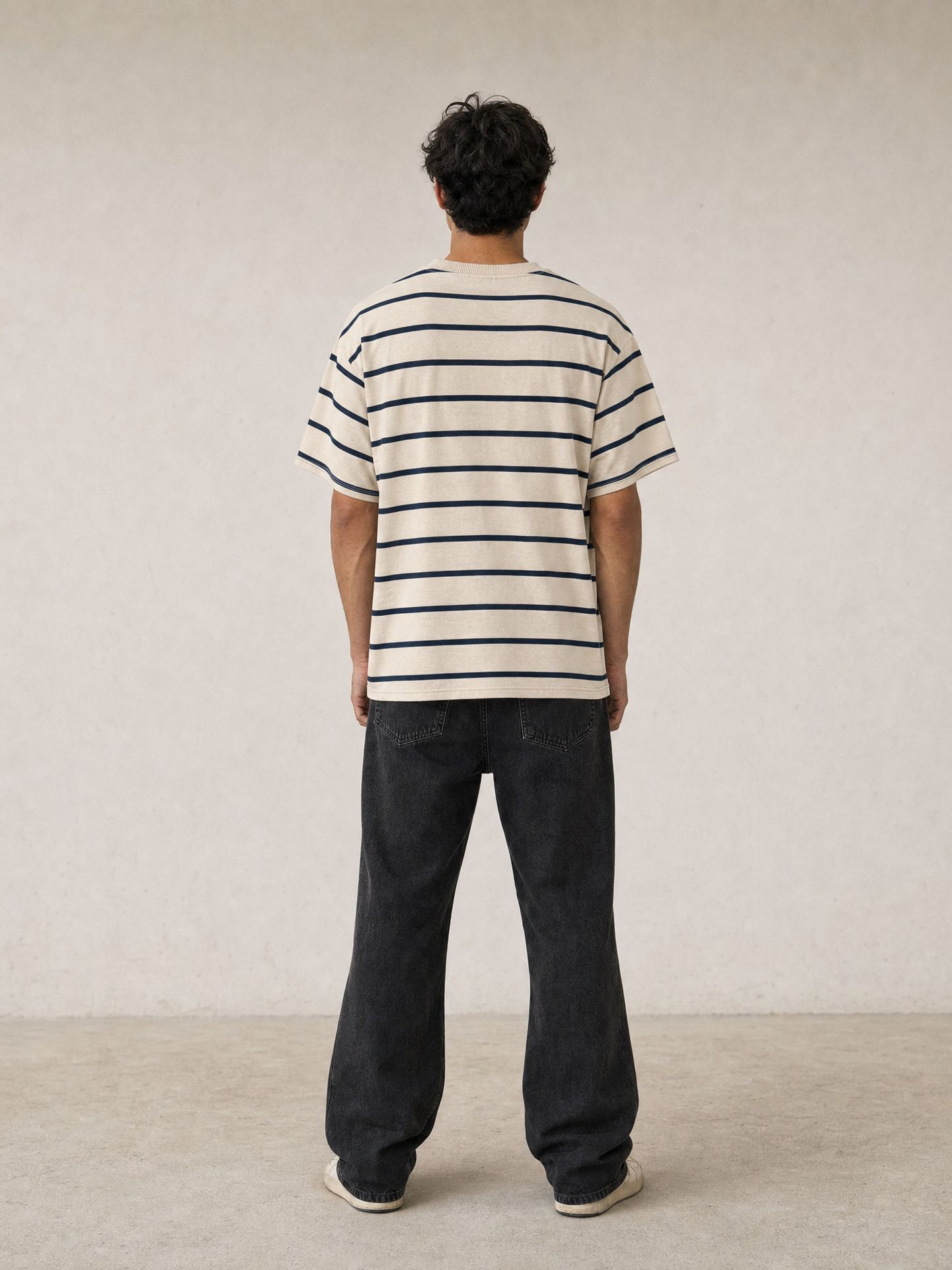 B.e.r.s.h.k.a Relaxed Striped T-Shirt – Ecru & Navy