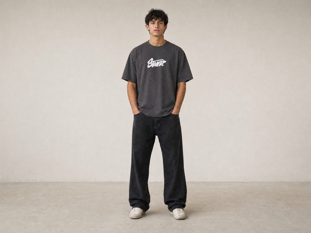 P.U.L.L & B.E.A.R STWD Graphic Relaxed-Fit T-Shirt – Washed Grey