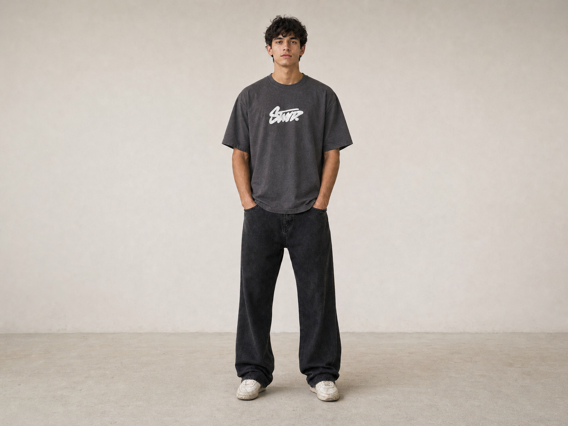P.U.L.L & B.E.A.R STWD Graphic Relaxed-Fit T-Shirt – Washed Grey