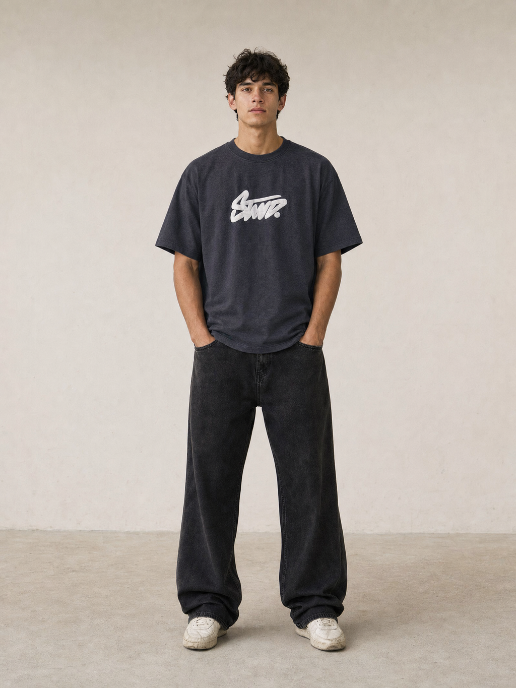 P.U.L.L & B.E.A.R STWD Graffiti T-Shirt – Washed Charcoal