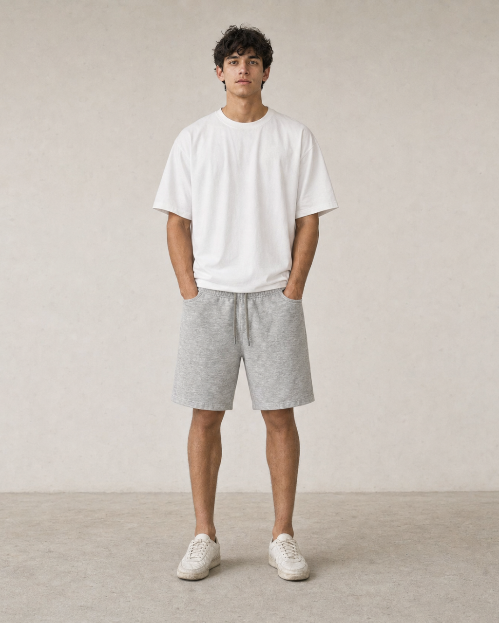 grey shorts