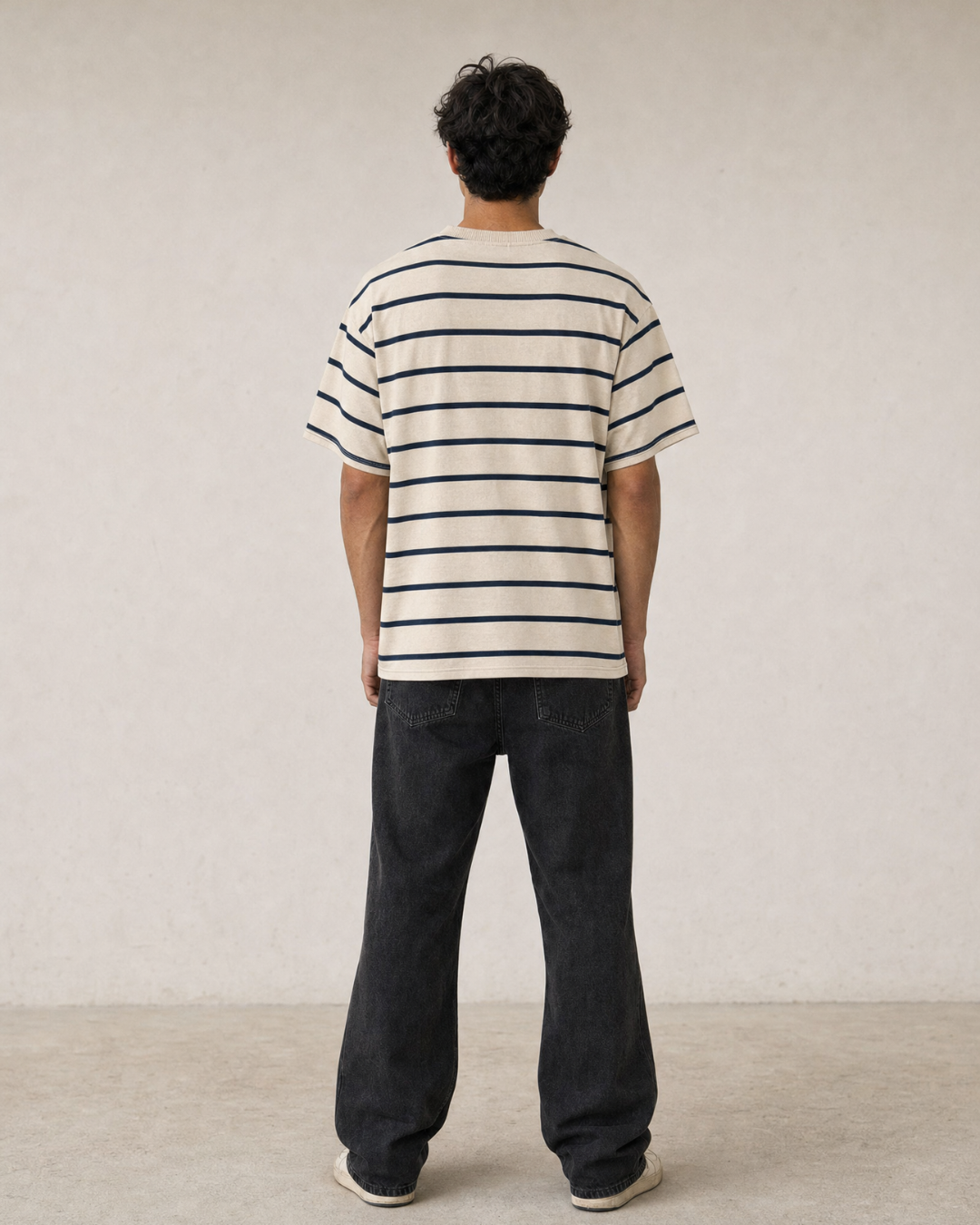 B.e.r.s.h.k.a Relaxed Striped T-Shirt – Ecru & Navy