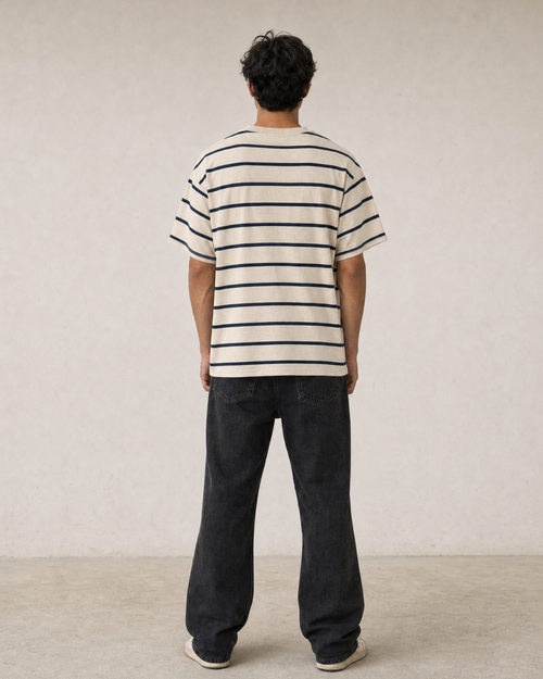 B.e.r.s.h.k.a Relaxed Striped T-Shirt – Ecru & Navy