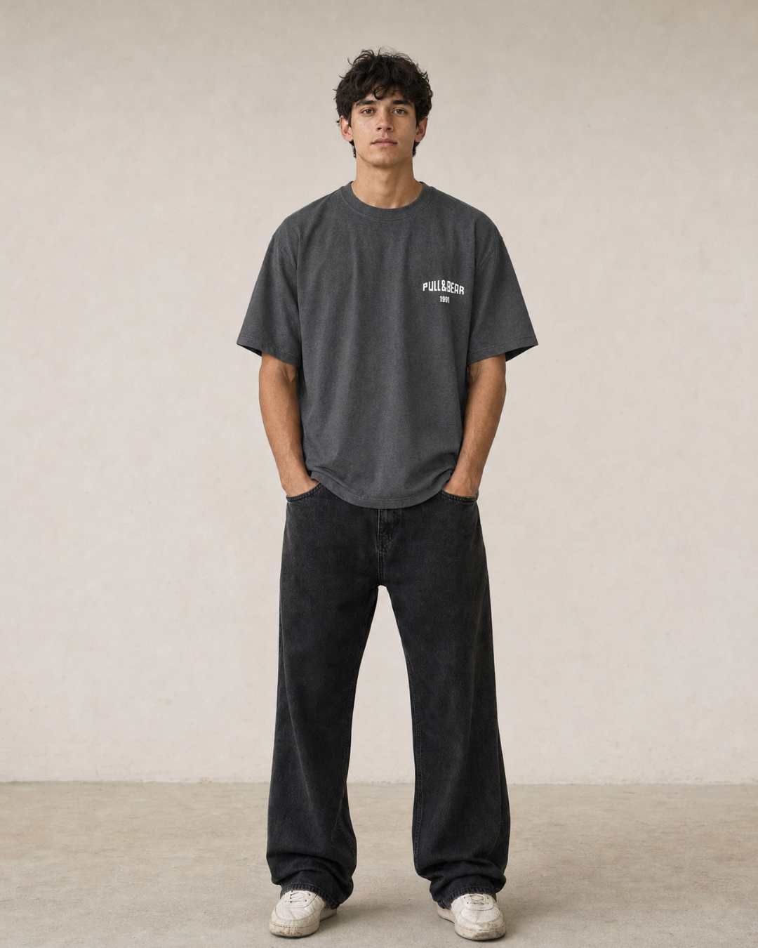P.U.L.L & B.E.A.R 1991 Contrast Logo T-Shirt – Graphite Grey
