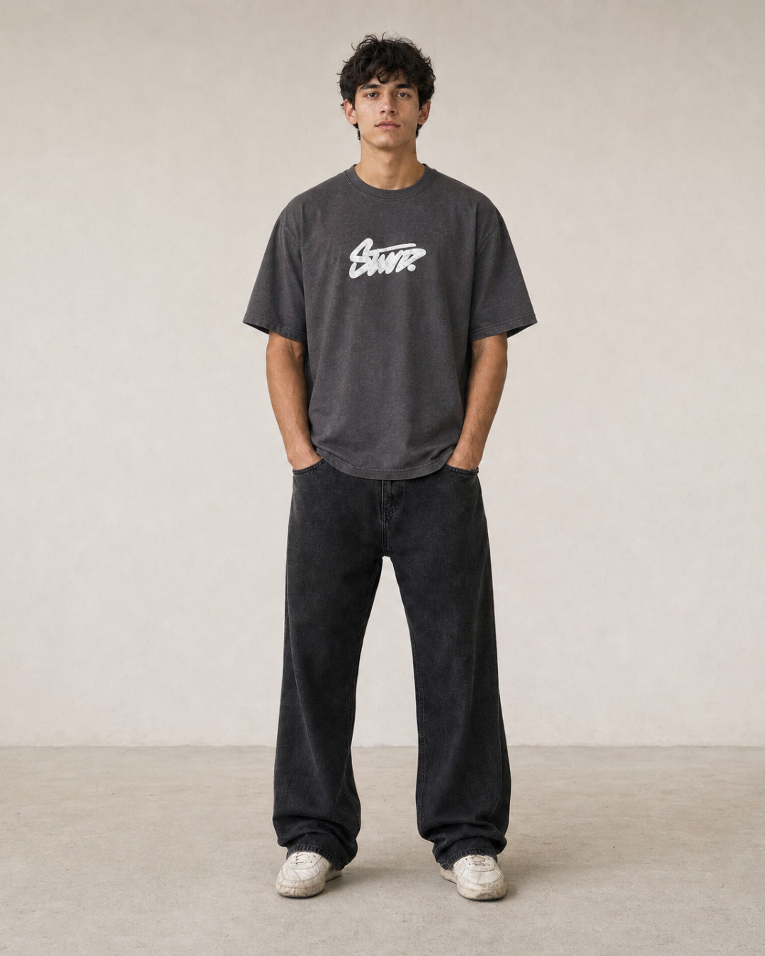 P.U.L.L & B.E.A.R STWD Graffiti T-Shirt – Washed Charcoal